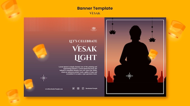 Gradient vesak celebration banner template