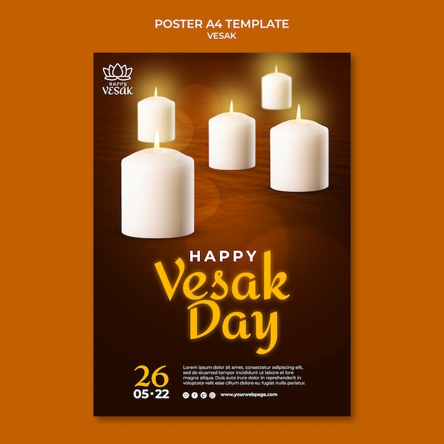 Free PSD gradient vesak celebration poster template design