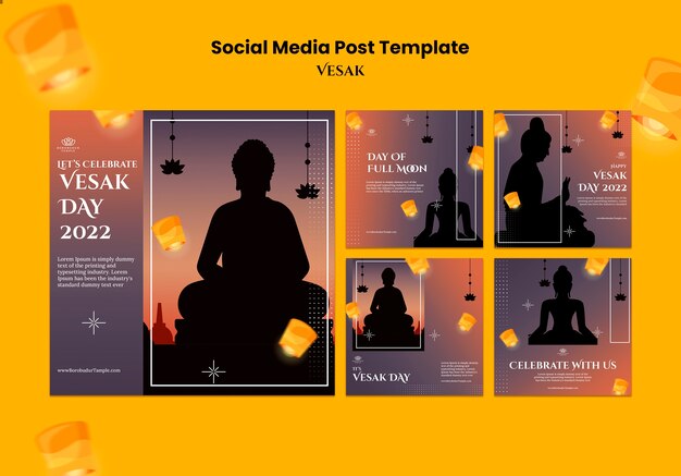 Gradient vesak celebration social media posts