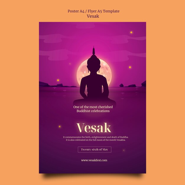 Gradient vesak poster template design