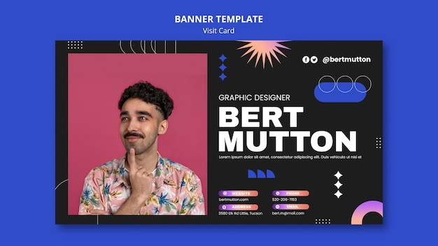 Gradient visit card banner design template