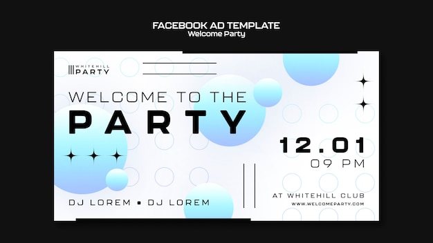 Gradient welcome party facebook template