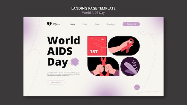 Free PSD gradient world aids day landing page template