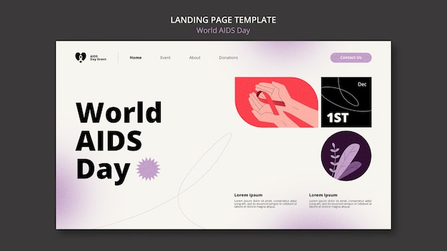 Free PSD gradient world aids day landing page