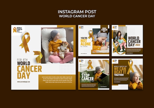 Free PSD gradient world cancer day template