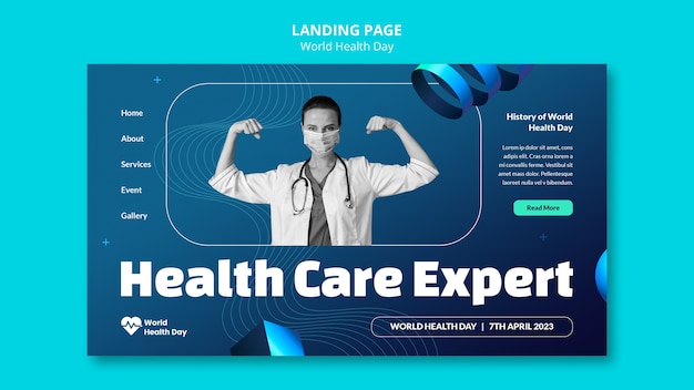 Free PSD gradient world health day landing page