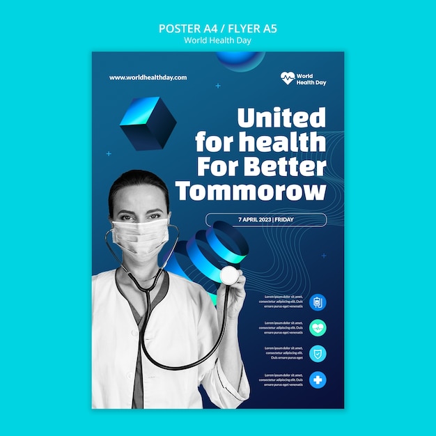 Gradient world health day poster template