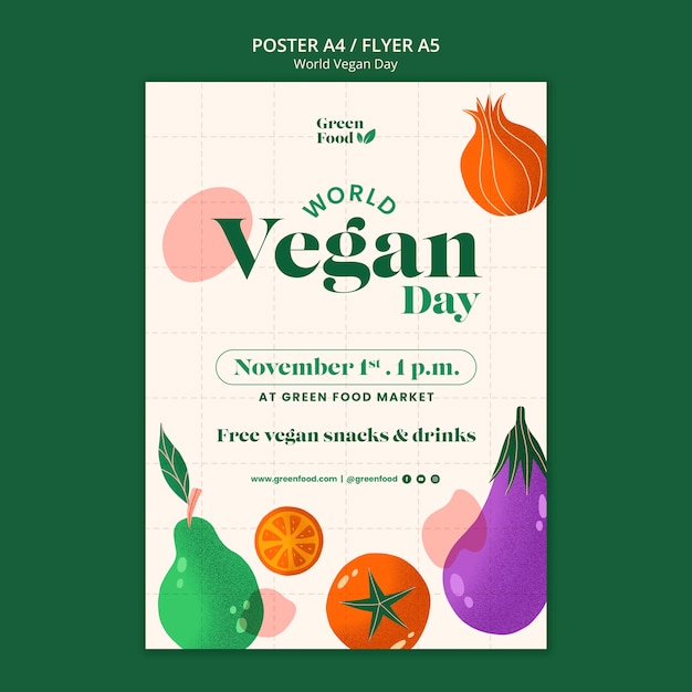 Free PSD gradient world vegan day poster template