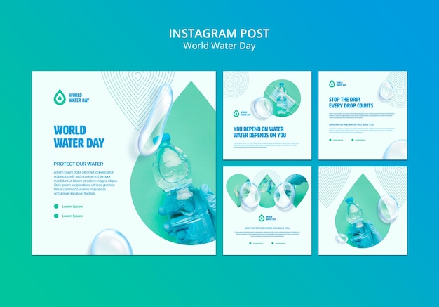 Free PSD gradient world water day template