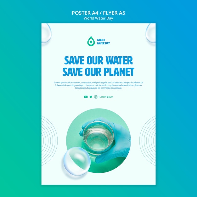 Free PSD gradient world water day template