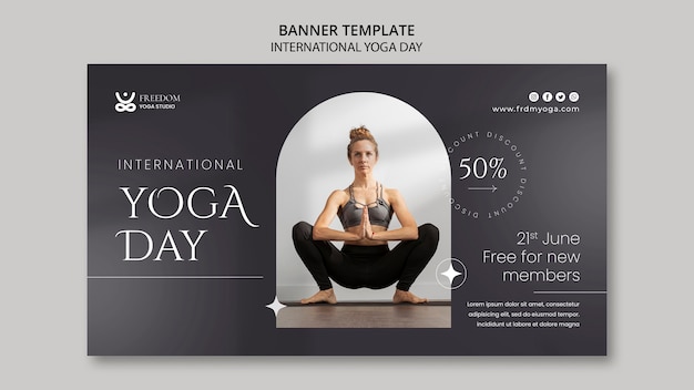 Gradient yoga banner template