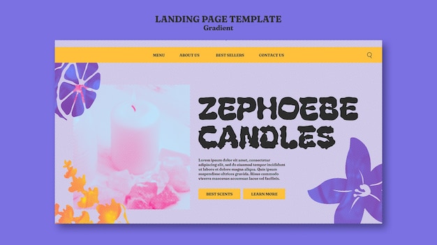 Free PSD gradients candle landing page template