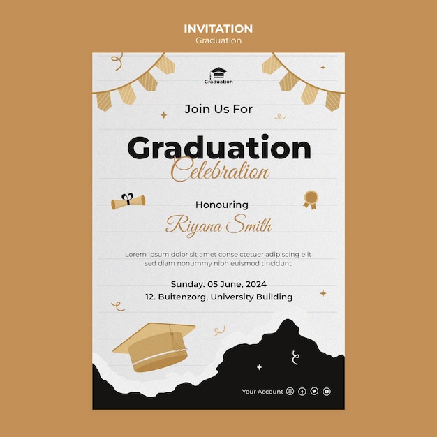 Free PSD graduation celebration invitation template