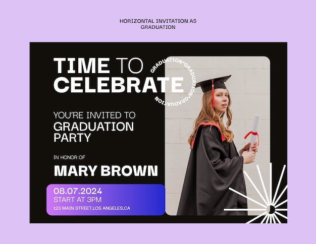 Free PSD graduation celebration invitation template