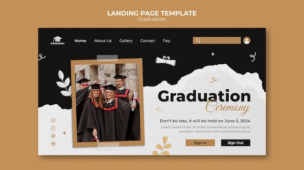 Free PSD graduation celebration landing page template