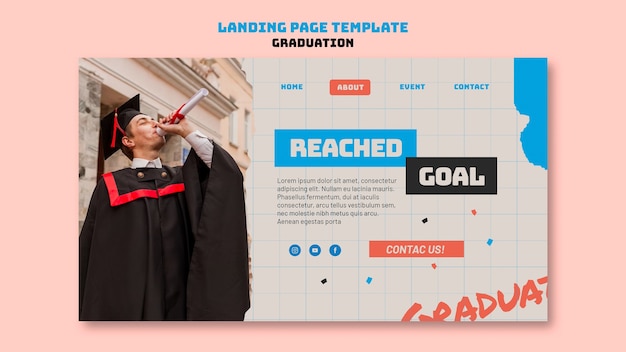 Free PSD graduation ceremony landing page template