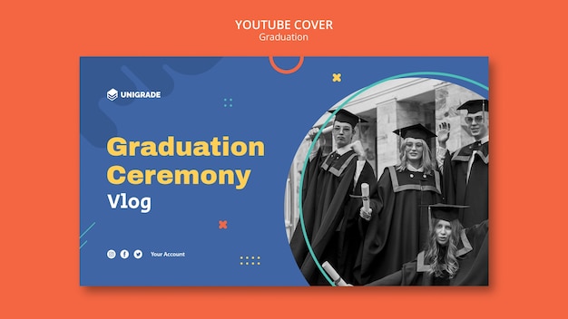 Free PSD graduation ceremony youtube cover template