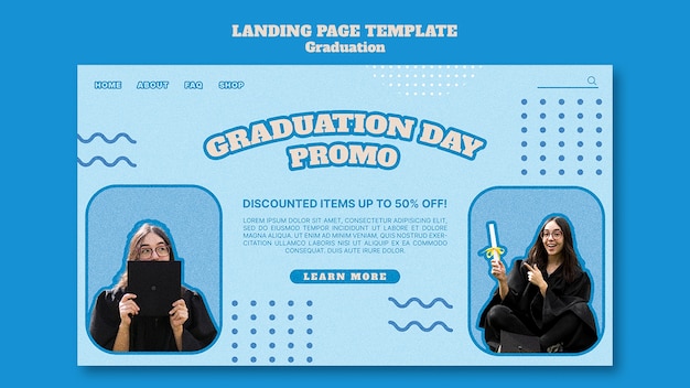 Free PSD graduation day landing page template