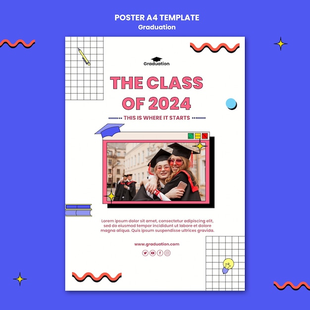 Free PSD graduation time poster template