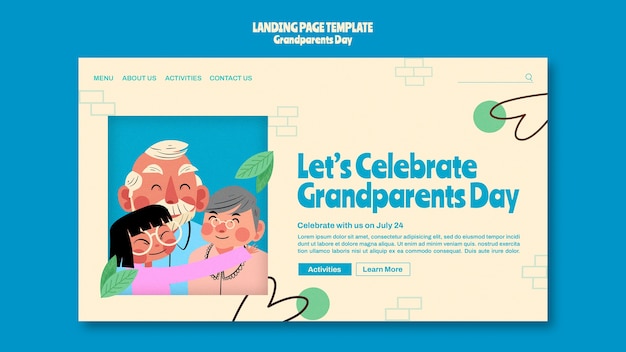 Grandparent day landing page template with organic design