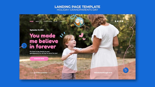 Free PSD grandparents day landing page template