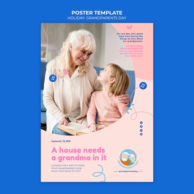 Free PSD grandparents day poster template