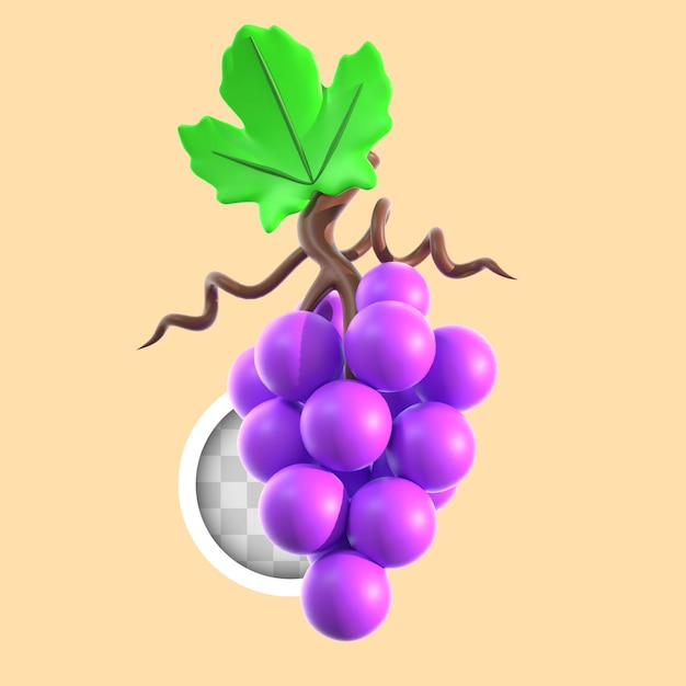 Free PSD grapes for thanksgiving 3d illustration