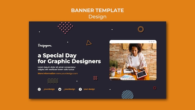 Free PSD graphic design banner template with photo