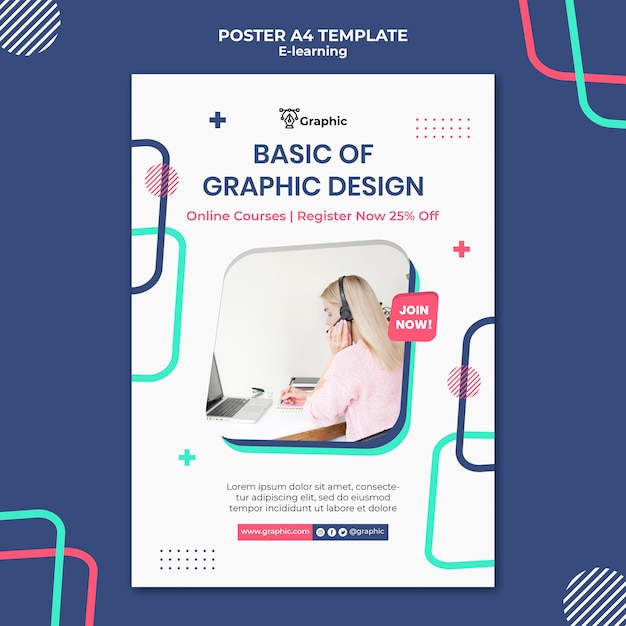 Free PSD graphic design course poster template