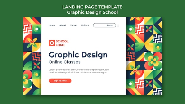 Graphic design online classes landing page