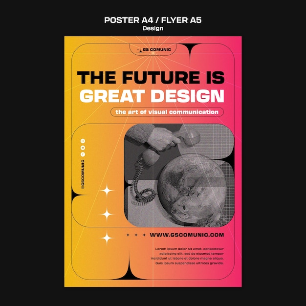 Graphic design profession vertical flyer template