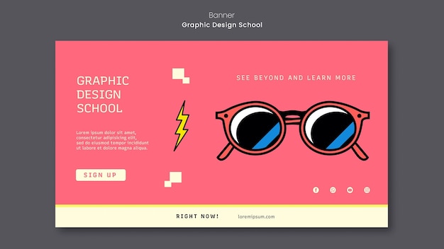 Free PSD graphic design school banner template