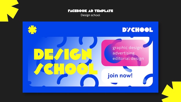 Graphic design school and classes social media promo template