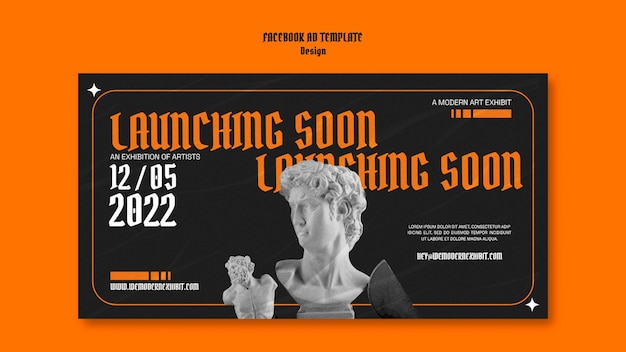 Free PSD graphic design social media promo template with marble statue