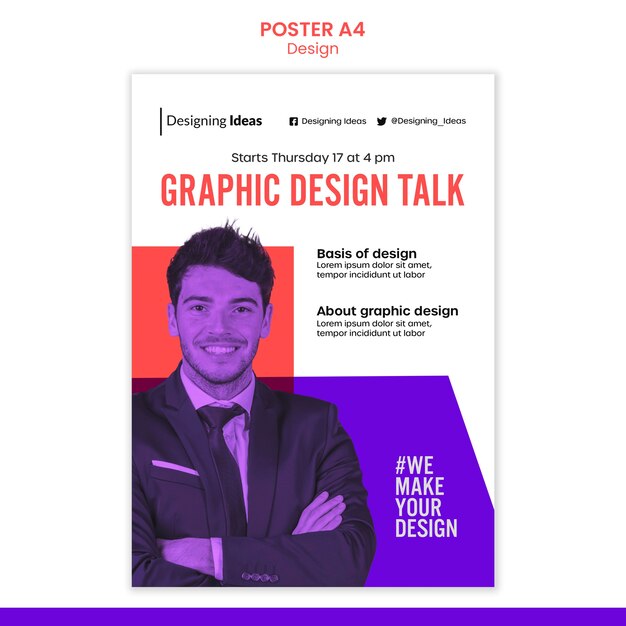 Graphic design talk poster template