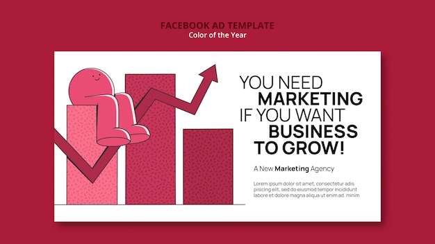 Free PSD graphic with character facebook ad template color of the year 2023