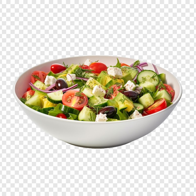 Greek salad isolated on transparent background