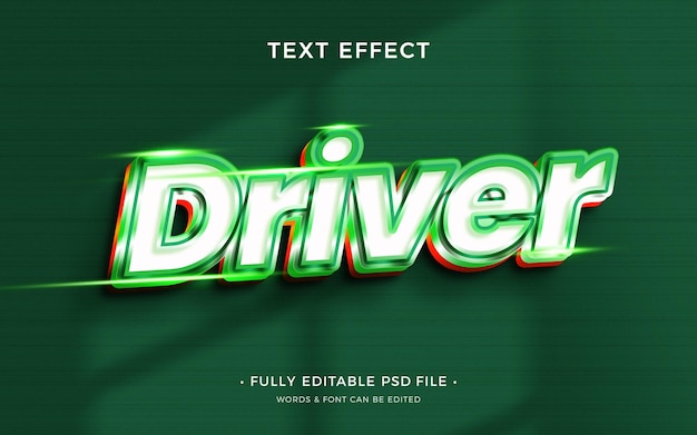 Green bold driver psd text effect