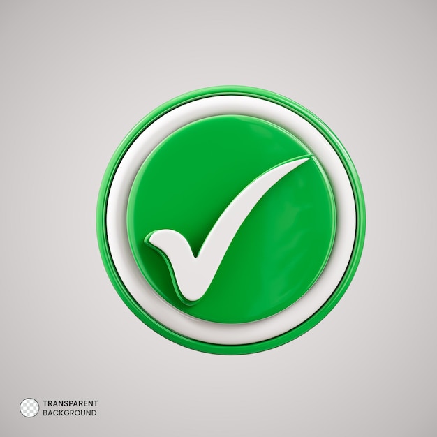 Green check box icon 3d render illustration