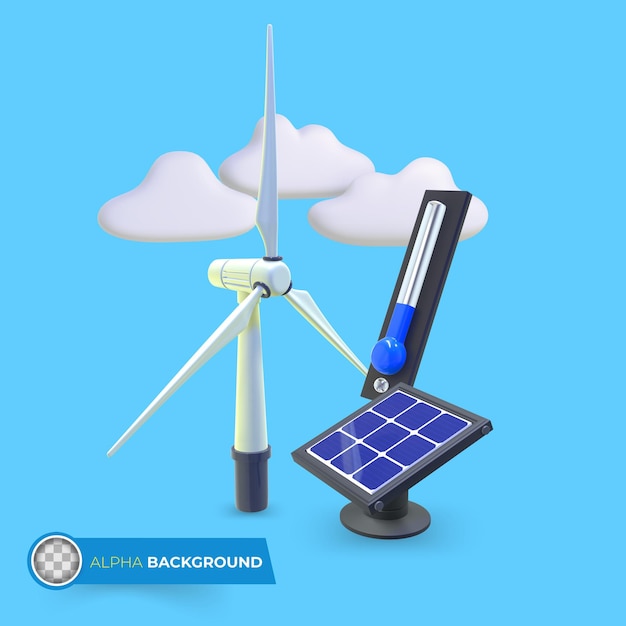 Free PSD green energies to reduce climate change. 3d illustration