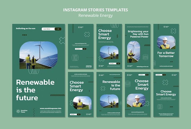 Free PSD green energy instagram stories collection