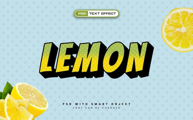 Free PSD green fresh lemon text effect