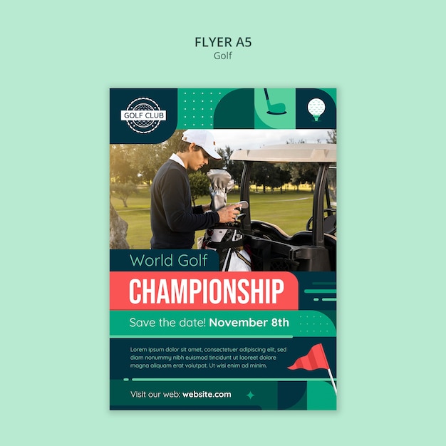 Free PSD green golf flyer template design