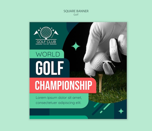 Free PSD green golf square banner template design