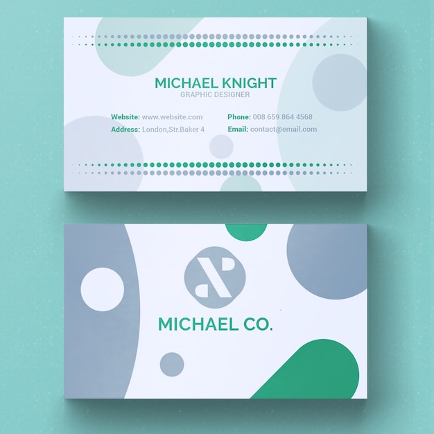 Free PSD green and grey minimal business card