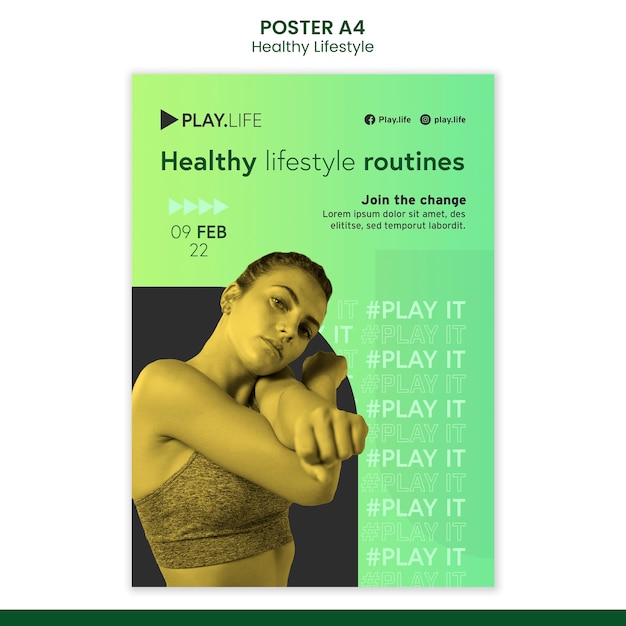 Free PSD green healthy lifestyle print template