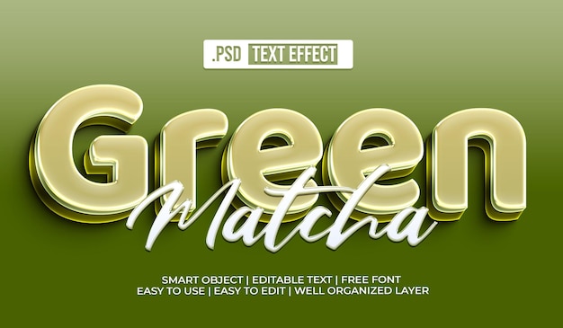 Free PSD green matcha text style effect