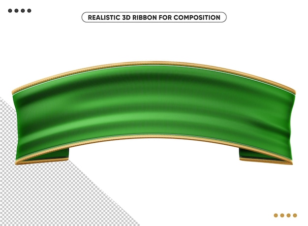 Free PSD green realistic 3d ribbon for compositing