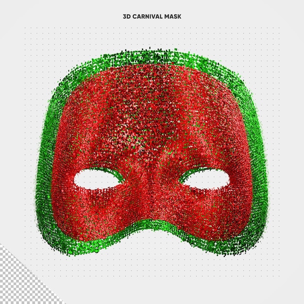 Free PSD green and red frontal carnival mask