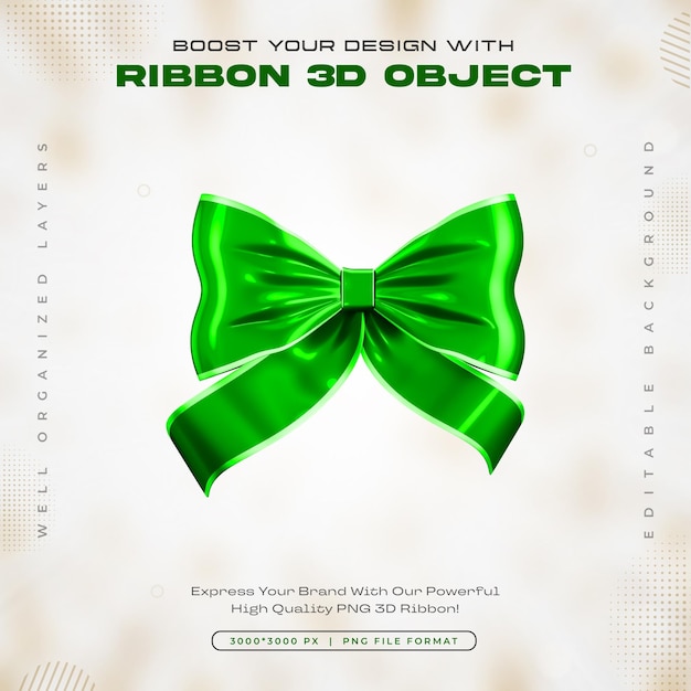 Green ribbon icon isolated 3d render illustration